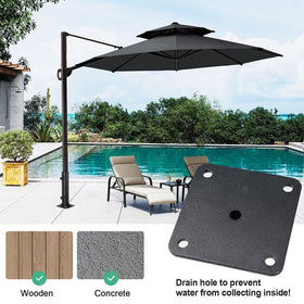 PoPoHoser compact base footprint keeps walkways clear while supporting a sturdy shade.