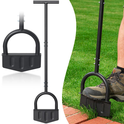 PoPoHoser Edger with 41-inch handle facilitates back-friendly edging along sidewalks.