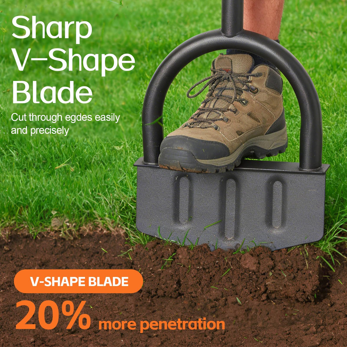 PoPoHoser Edger tool with T-grip handle enables precise edging in tight spaces.