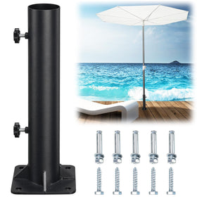 PoPoHoser patio umbrella base with screw mount for secure deck installation.