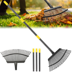 PoPoHoser adjustable rake with extended handle for back-friendly use.