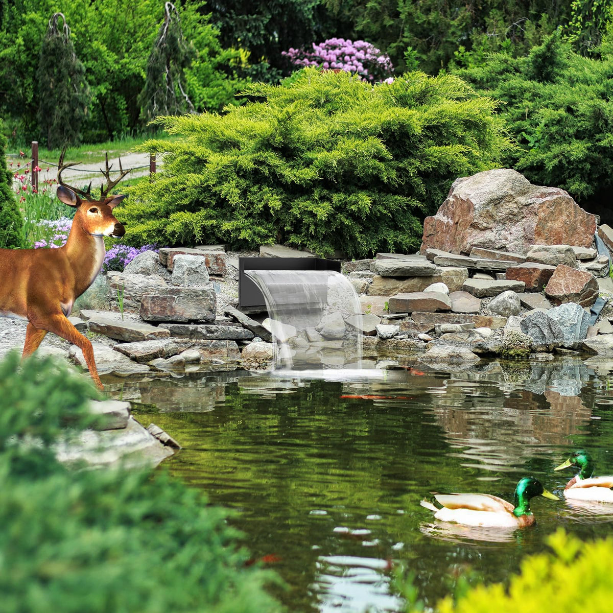 POPOSOAP 8-inch stainless steel spillway offers elegant water features.
