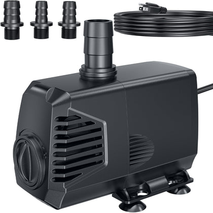 POPOSOAP 680GPH pump front view showing ultra quiet operation for indoor water features