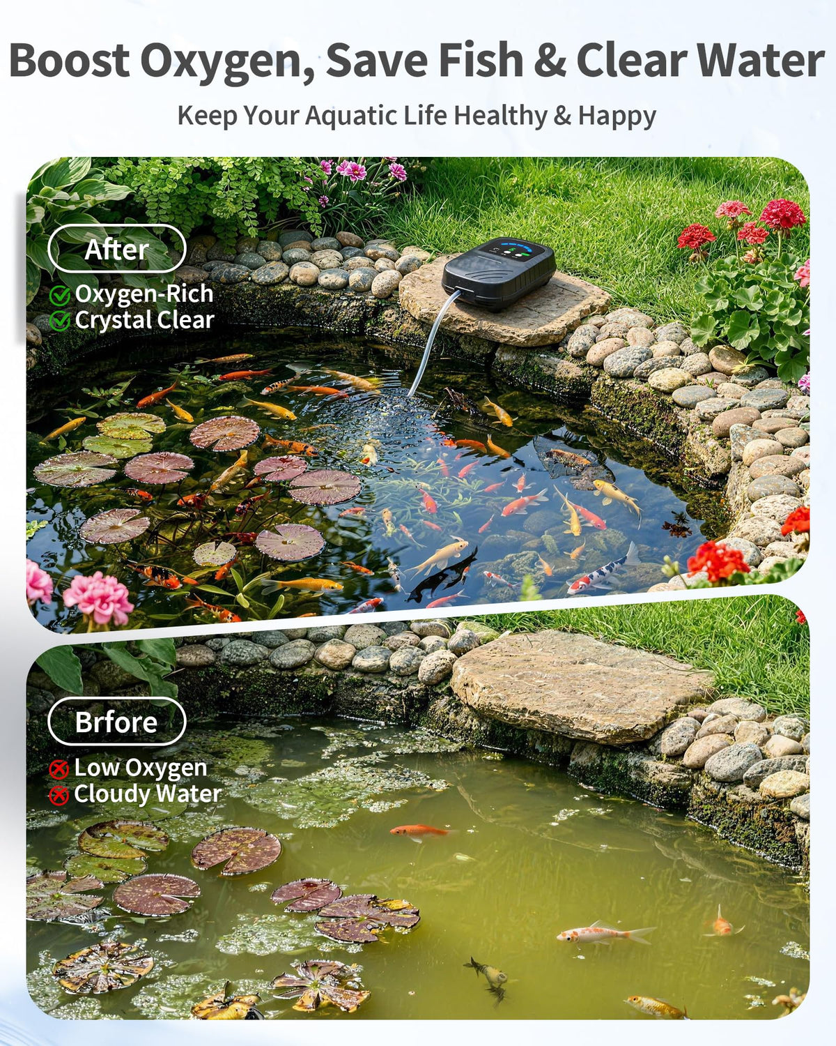 POPOSOAP nine adjustable airflow modes tailor pond aeration