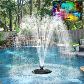 POPOSOAP floating fountain with LED lights brightens ponds and gardens.