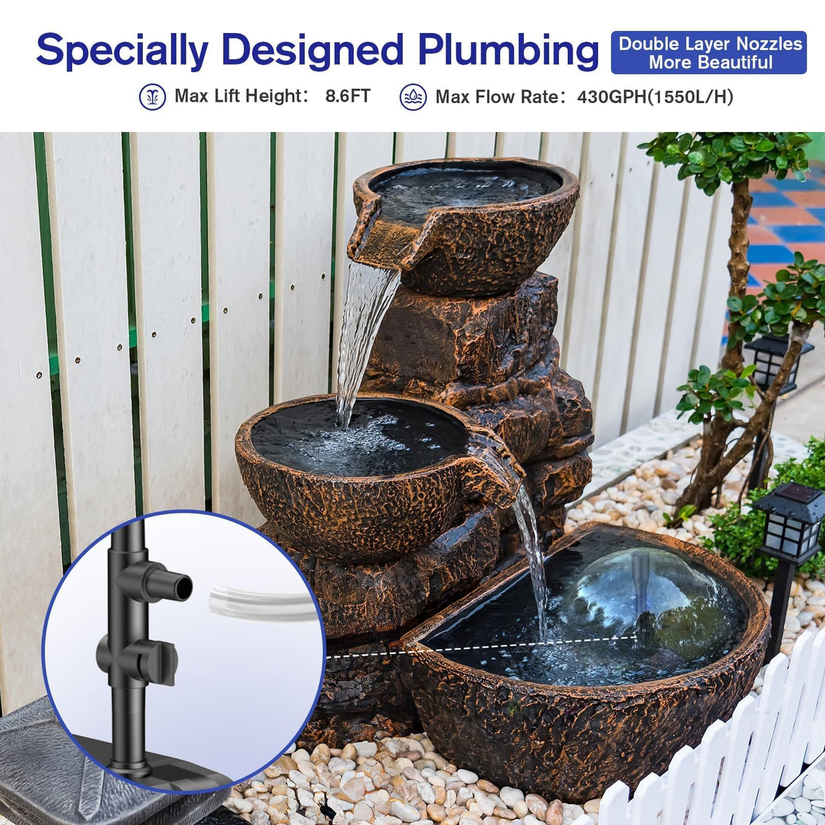 POPOSOAP P130H diverter valve and nozzles create dynamic jet effects.