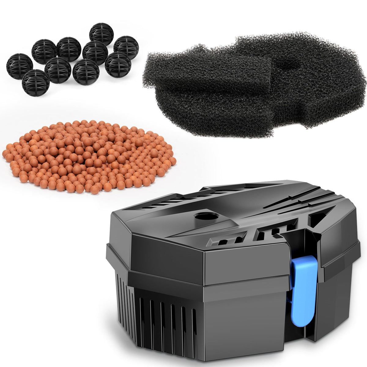 POPOSOAP pond filter box lid with easy-access sloped cover for quick maintenance