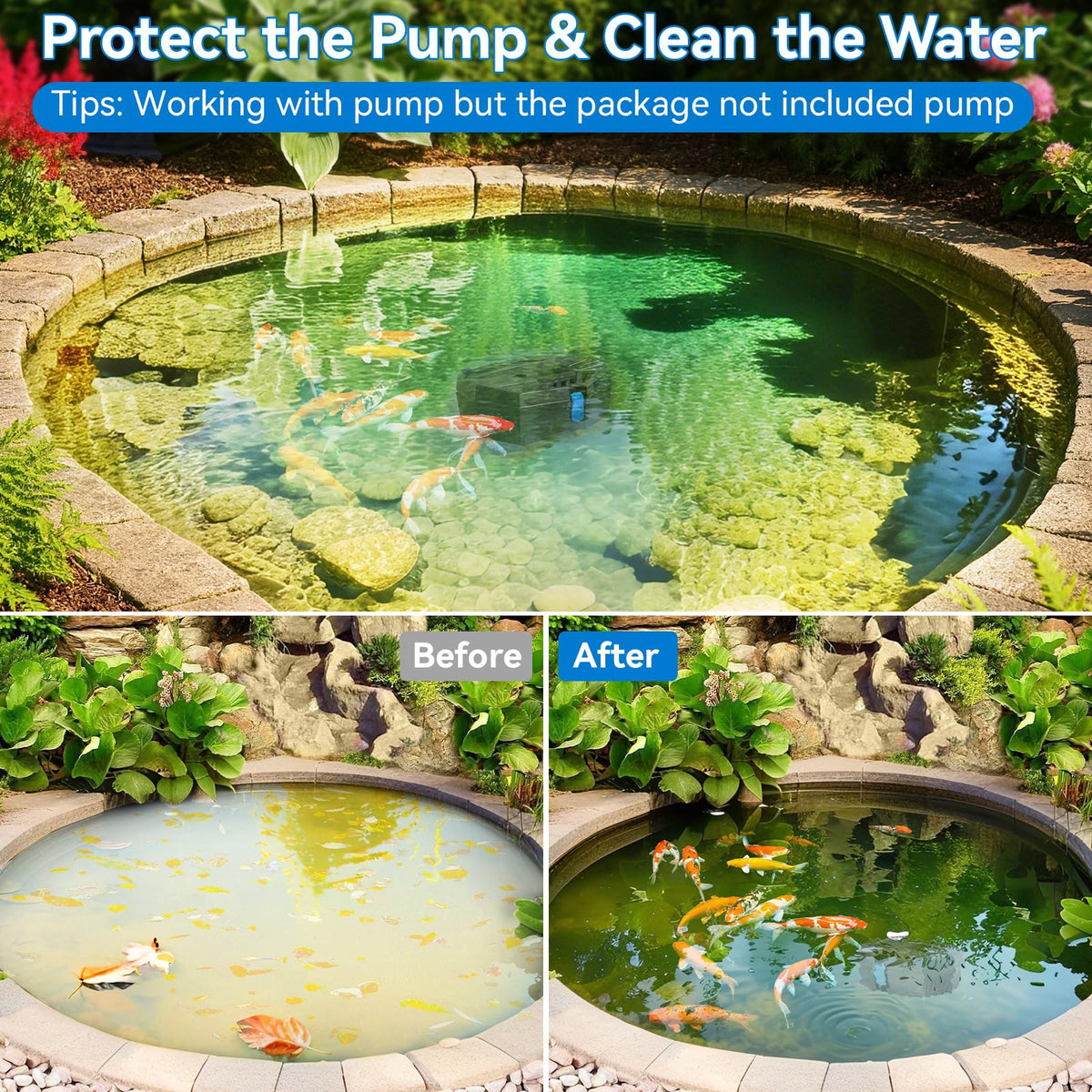 POPOSOAP pond filter box sponge insert for enhanced debris filtration