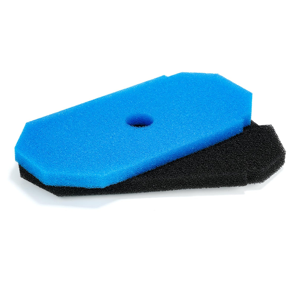 POPOSOAP pond filter pad showing coarse and fine media for efficient outdoor pond filtration.