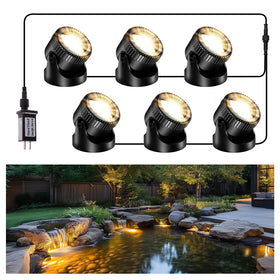 POPOSOAP pond lights with 6-head lamps illuminate ponds for dramatic nighttime ambiance