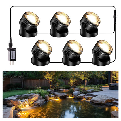 POPOSOAP pond lights with 6-head lamps illuminate ponds for dramatic nighttime ambiance
