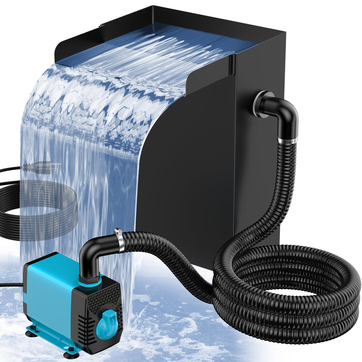 POPOSOAP pond waterfall box with durable stainless steel for outdoor ponds.
