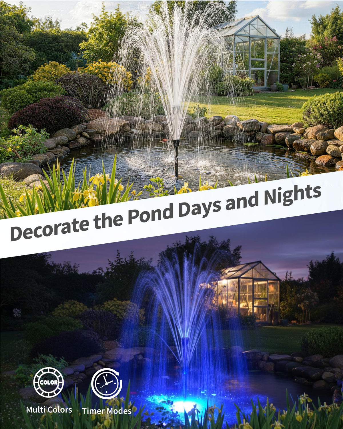 POPOSOAP RGB lighting with memory enhances pond visuals and mood.