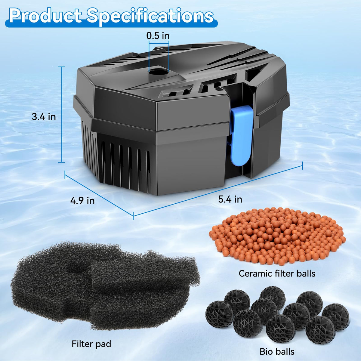 POPOSOAP small pond filter box kit suitable for 50-600 gallon setups