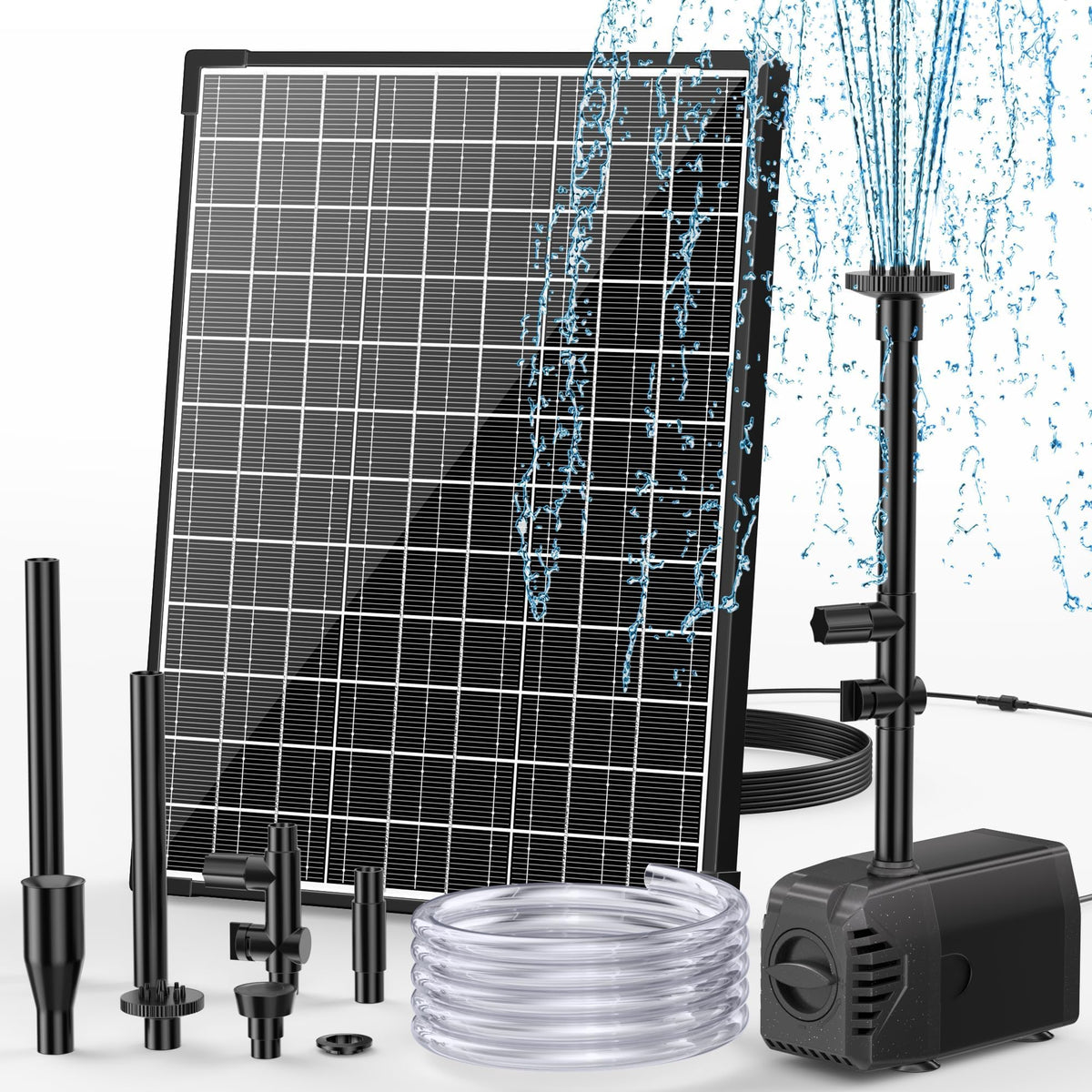 POPOSOAP solar fountain pump panel shows durable outdoor-ready construction