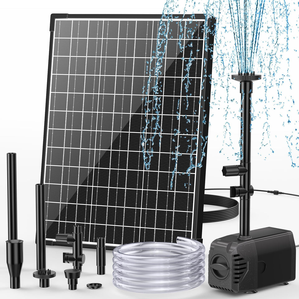POPOSOAP solar fountain pump panel shows durable outdoor-ready construction