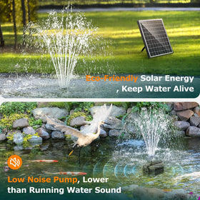 POPOSOAP solar pump with adjustable flow control for varied fountain heights