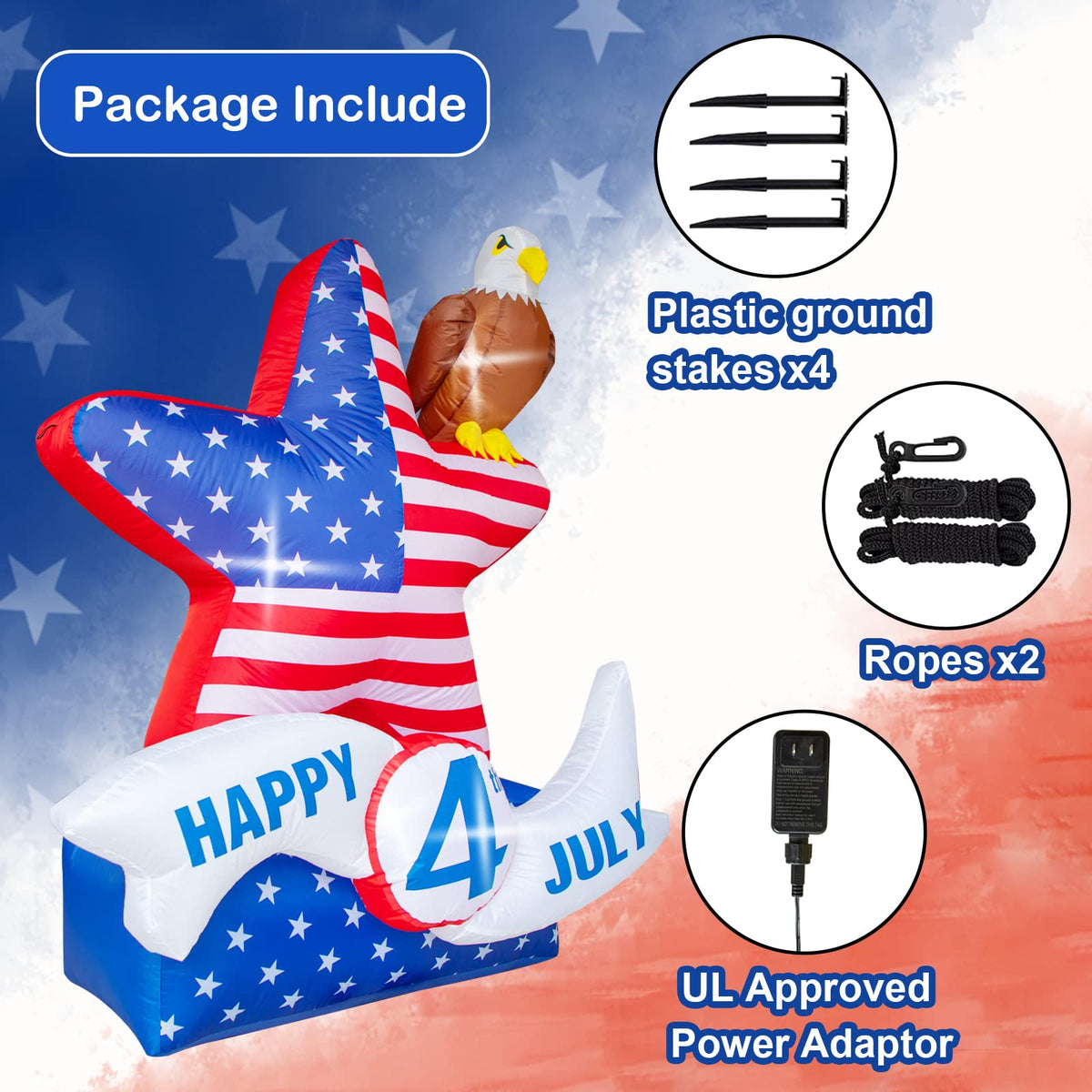 Poptrend LED-lit 4th of July eagle inflatable enhances night viewing
