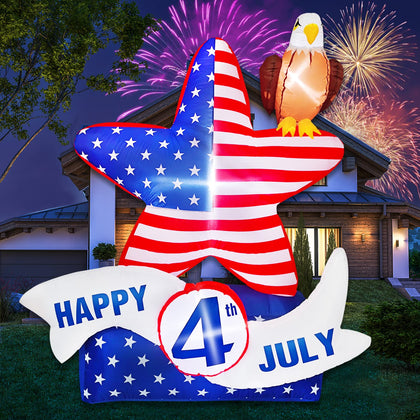 Poptrend 5.2ft eagle-flag inflatable with LEDs for outdoor celebration
