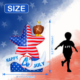 Poptrend bald eagle flag inflatable decor with LEDs for patriotic outdoor display
