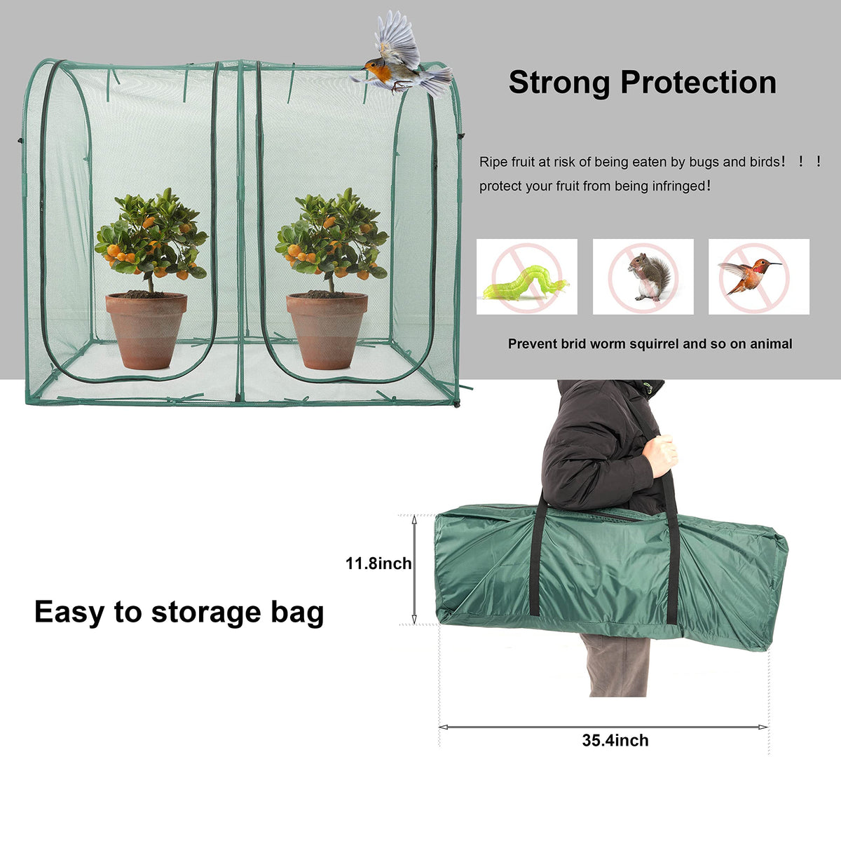 Porayhut 154 cm height accommodates tall crops with room to grow.