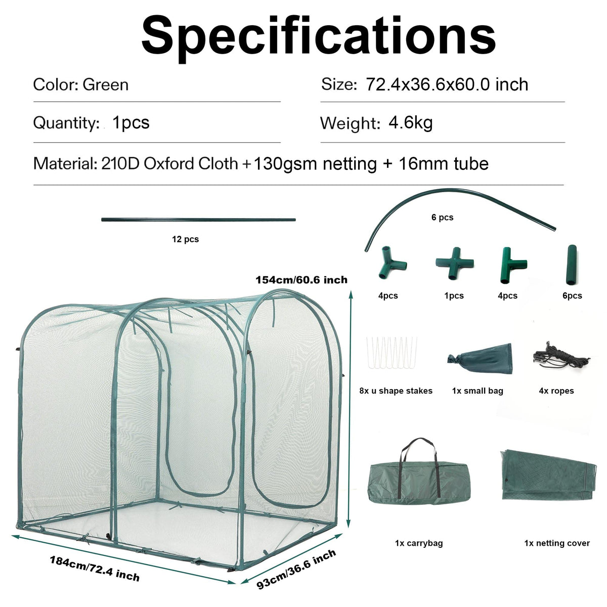 Porayhut 16mm steel frame provides sturdy garden support.