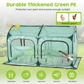 Porayhut pop up greenhouse entrance doors provide wide access for pots and seedlings.
