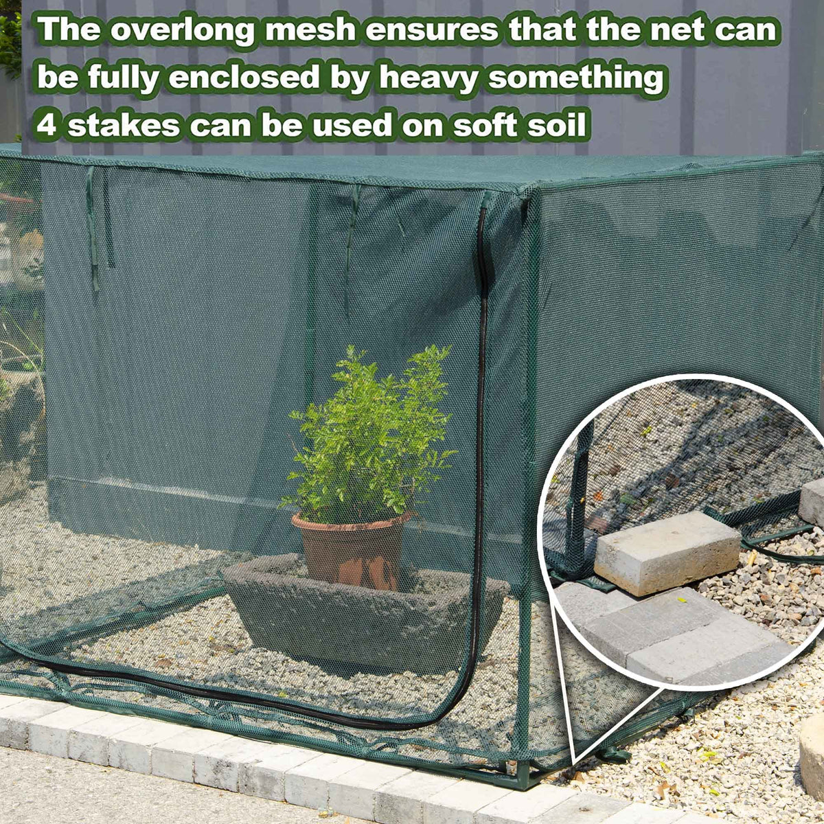 Porayhut netting cage in garden with vegetables