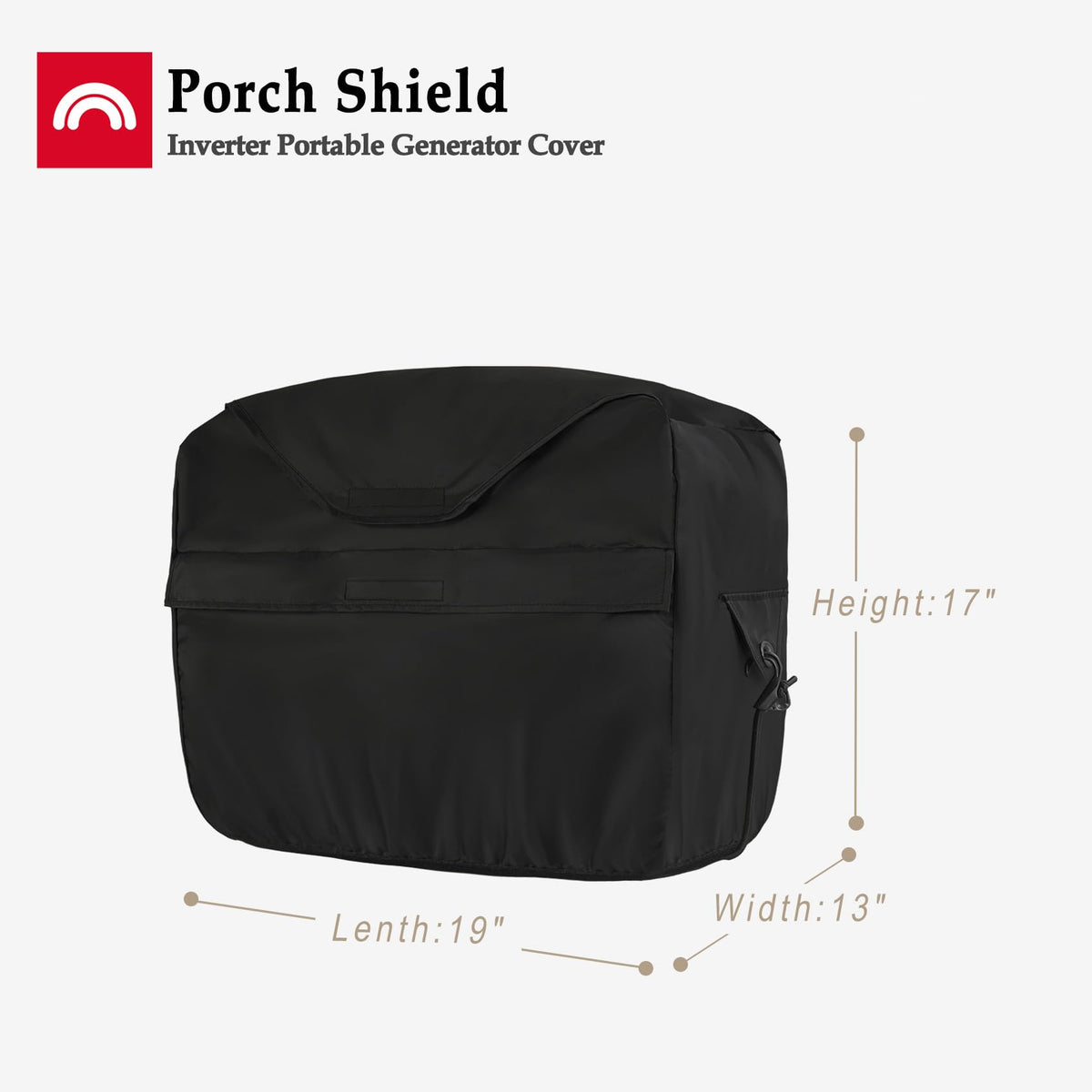 Porch Shield 2000i cover protecting the portable generator from weather and dust.