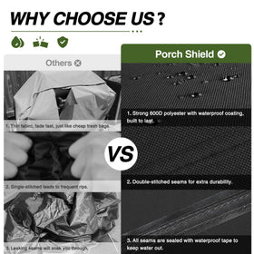 Porch Shield adjustable-click-close-straps secure the cover against wind