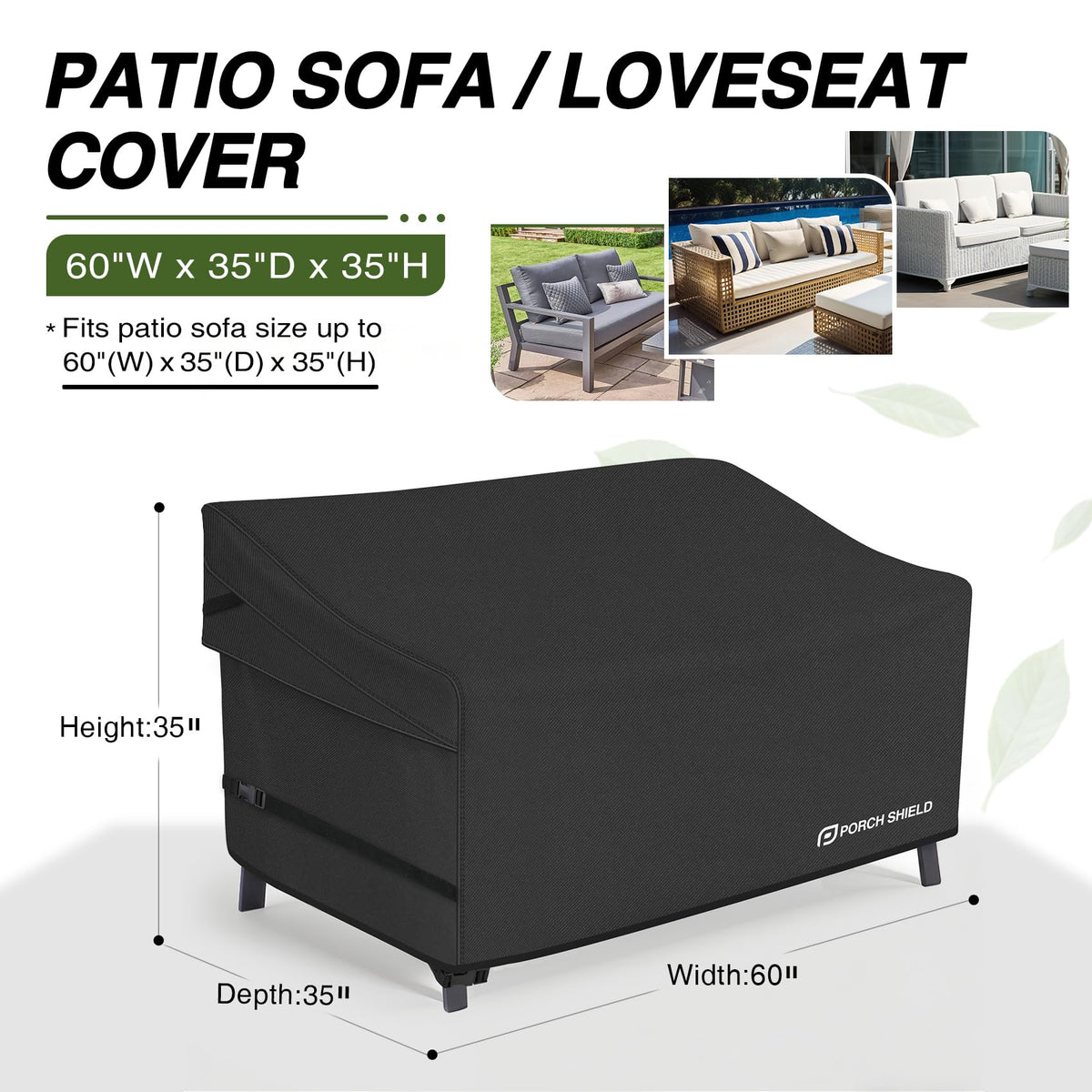 Porch Shield adjustable straps secure the cover against strong winds.