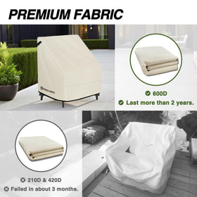 Porch Shield beige chair cover back vent reduces internal condensation