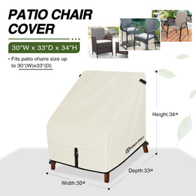 Porch Shield beige chair cover back view with secure strap system