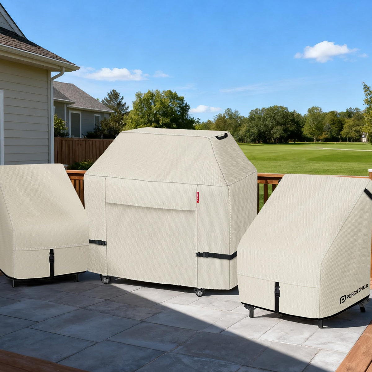 Porch Shield beige chair cover waterproof and UV resistant for outdoors