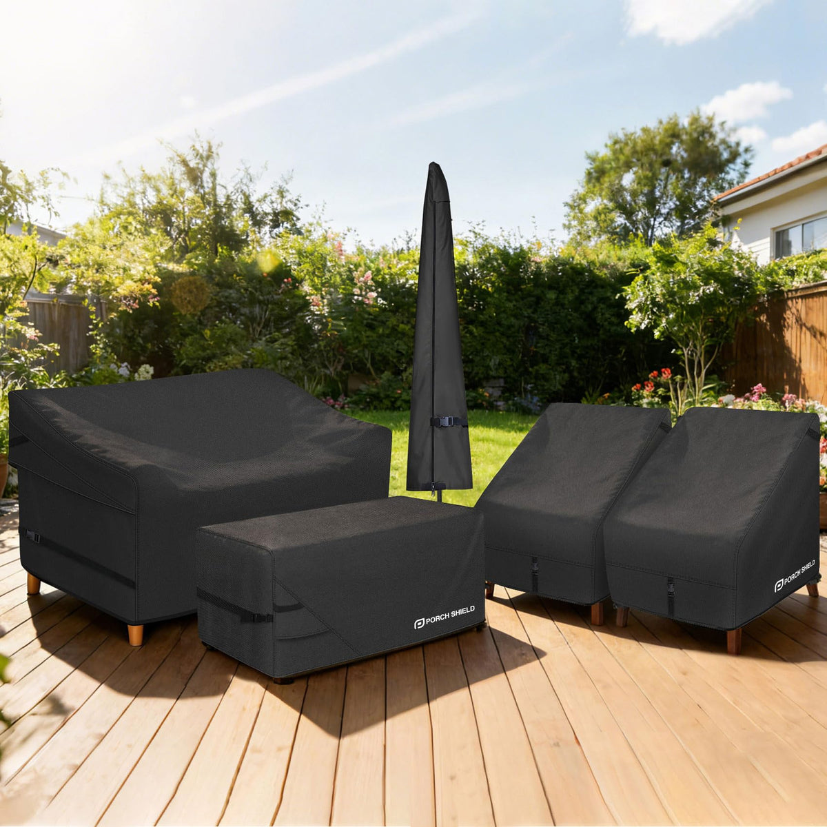 Porch Shield black fadeproof design suits outdoor spaces.