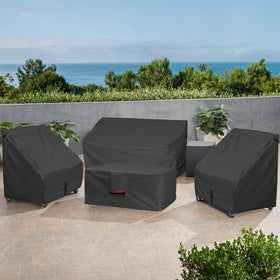 Porch Shield black finish blends with modern patios while offering sturdy protection.