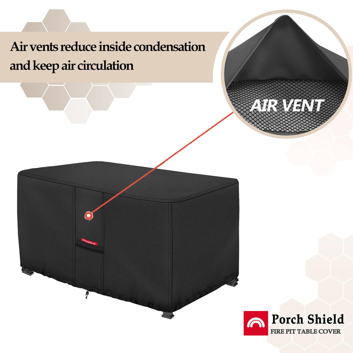 Porch Shield bottom buckle straps secure the cover against strong winds.