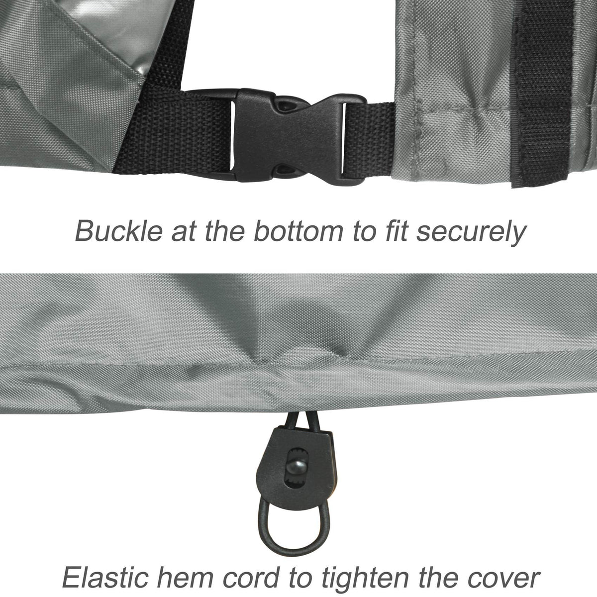 Porch Shield close-up shows tear-resistant double stitching on seams.