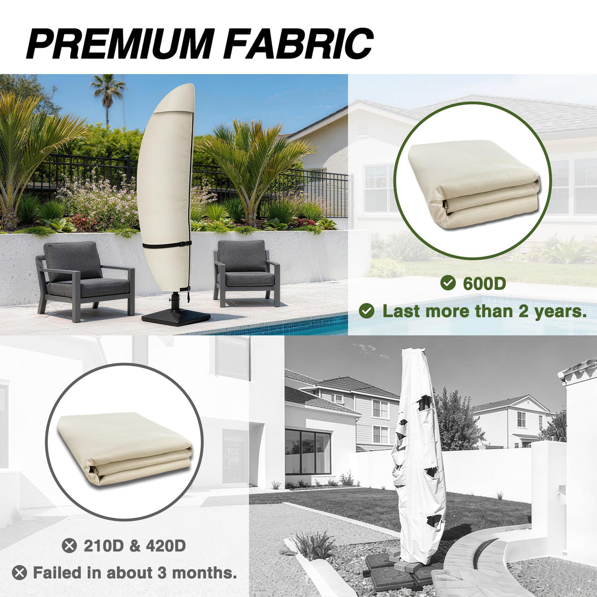 Porch Shield collapsible pole and storage pouch simplify handling.