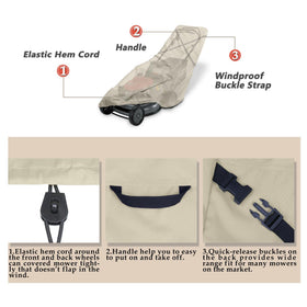 Porch Shield double windproof hem and buckles secure the cover.
