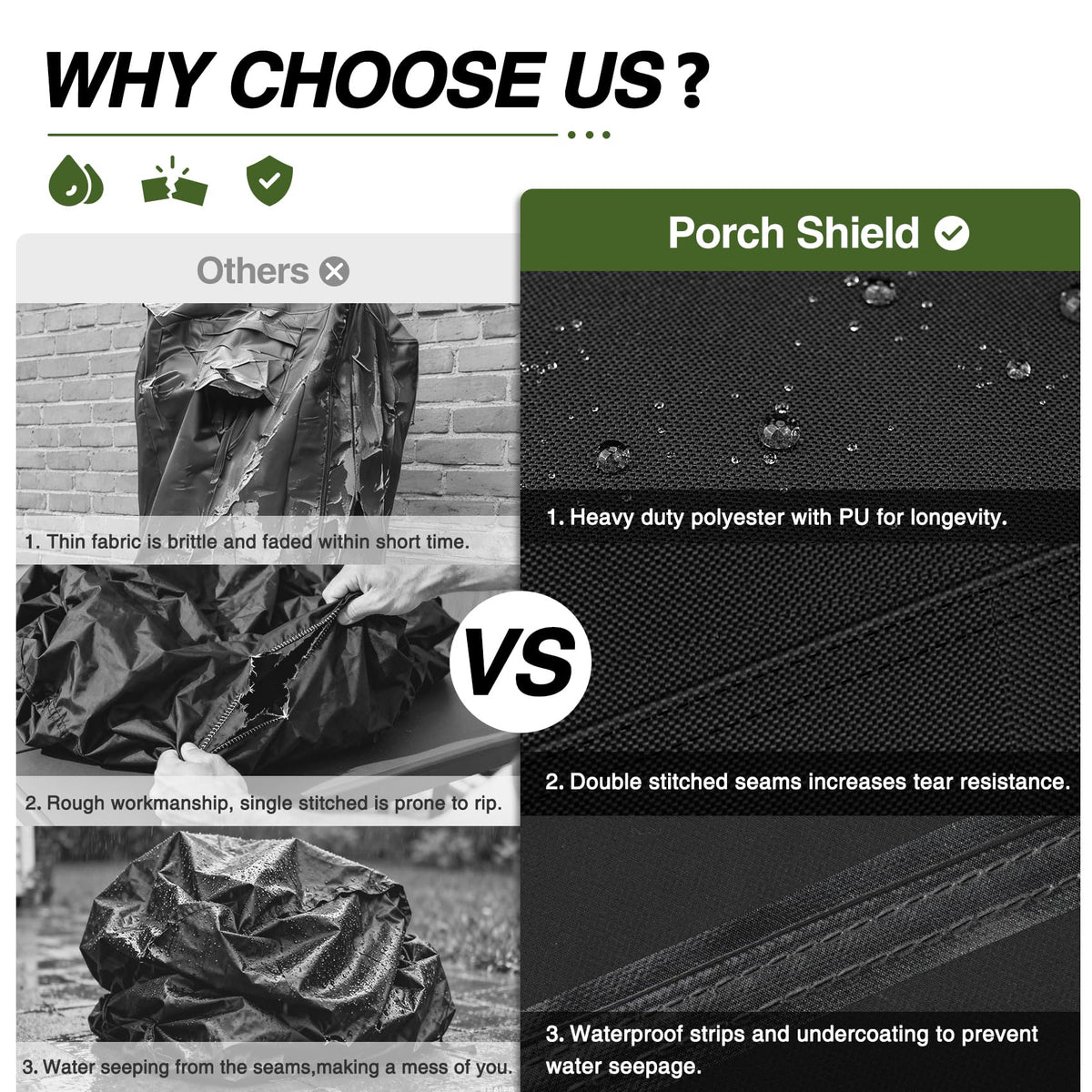 Porch Shield dual air circulation reduces under-cover condensation.