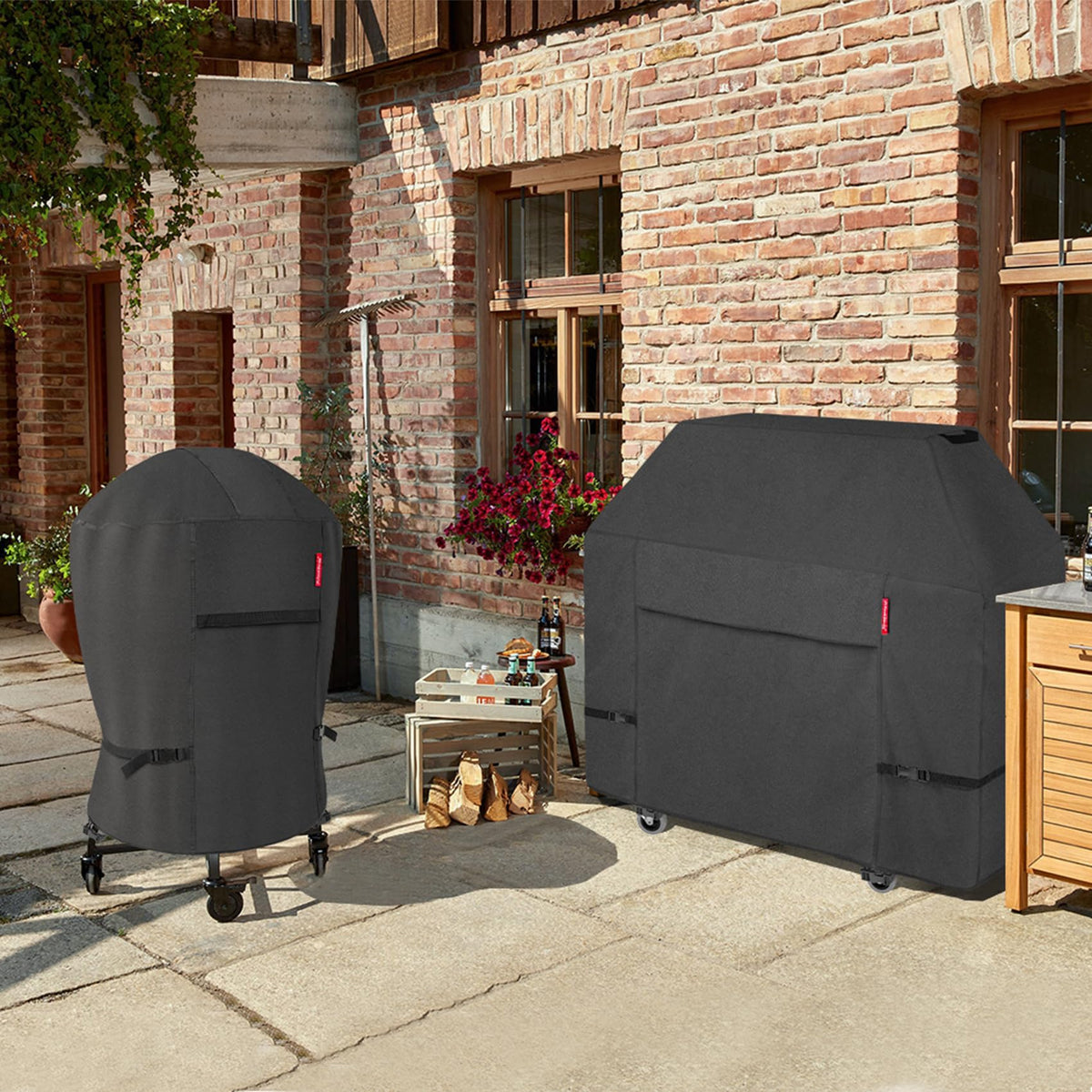 Easy-on design lets you cover quickly without moving the grill.