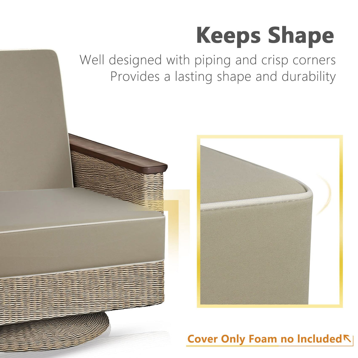 Porch Shield fade-resistant print maintains color on beige cushions.