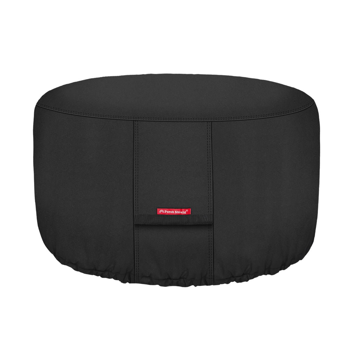 Porch Shield fire pit cover protects a 56-inch round pit from rain and sun