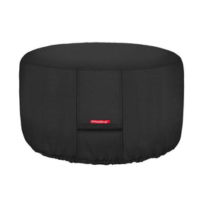 Porch Shield fire pit cover protects a 56-inch round pit from rain and sun