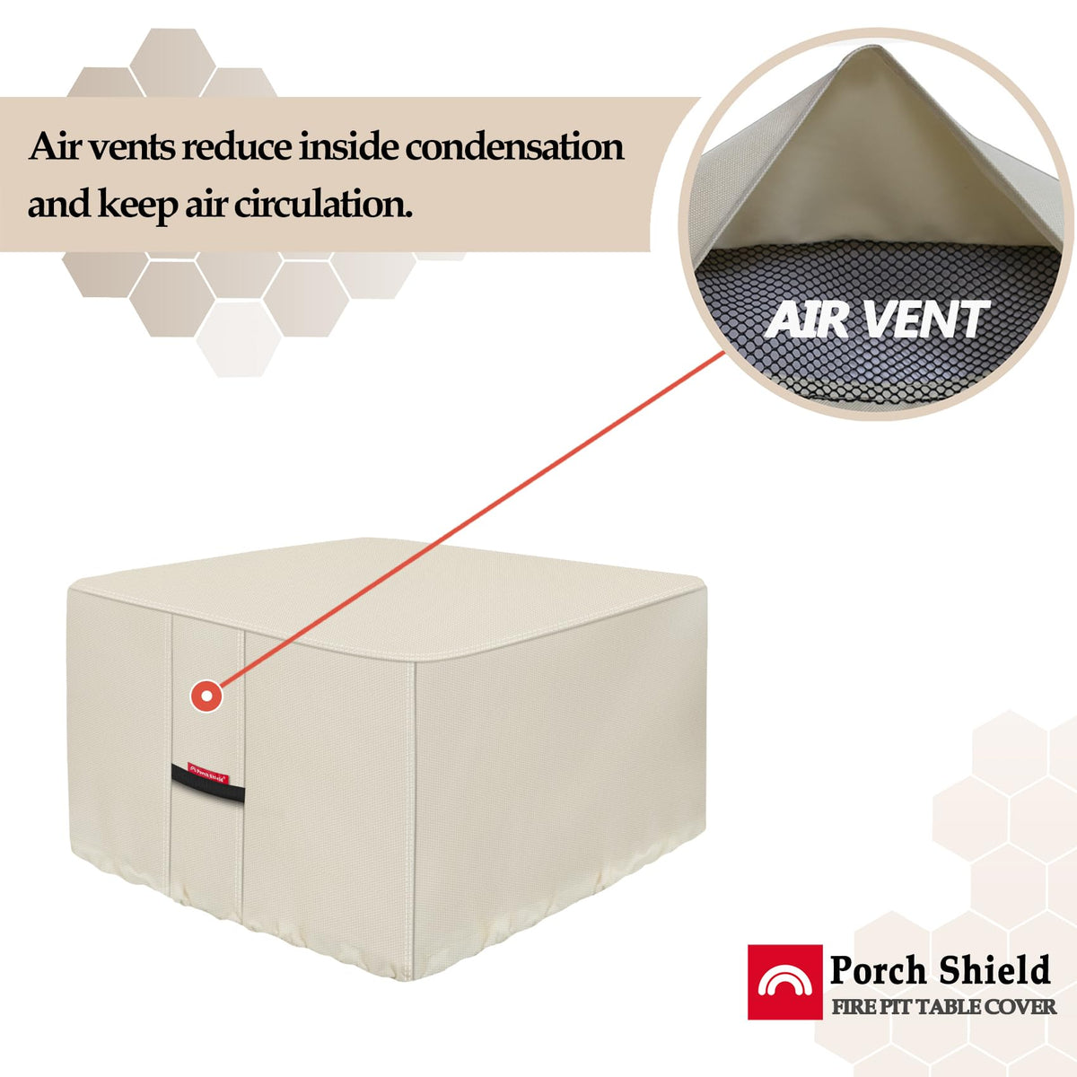 Porch Shield buckle straps secure the cover in windy outdoor spaces.