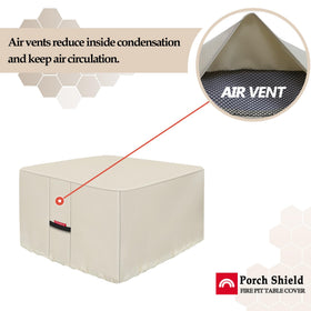 Porch Shield buckle straps secure the cover in windy outdoor spaces.
