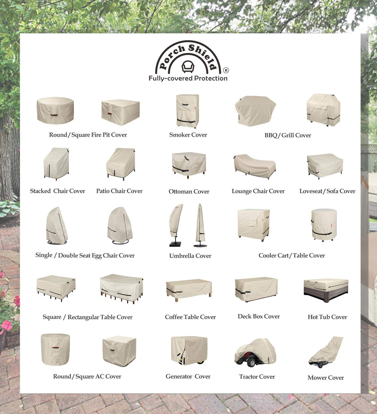 Porch Shield cover is easy to install with integrated handles.