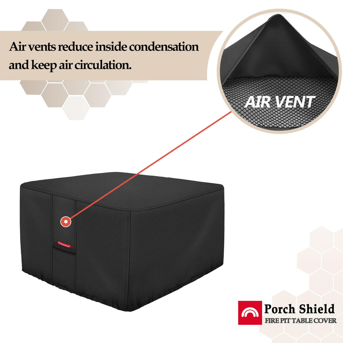 Porch Shield Fire Pit Cover fits up to 50x50x24 inches for many brands