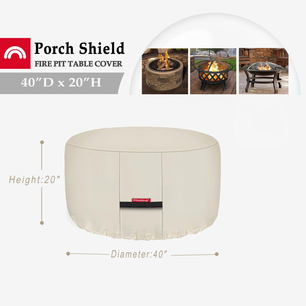 Porch Shield fire pit cover with waterproof 600D material
